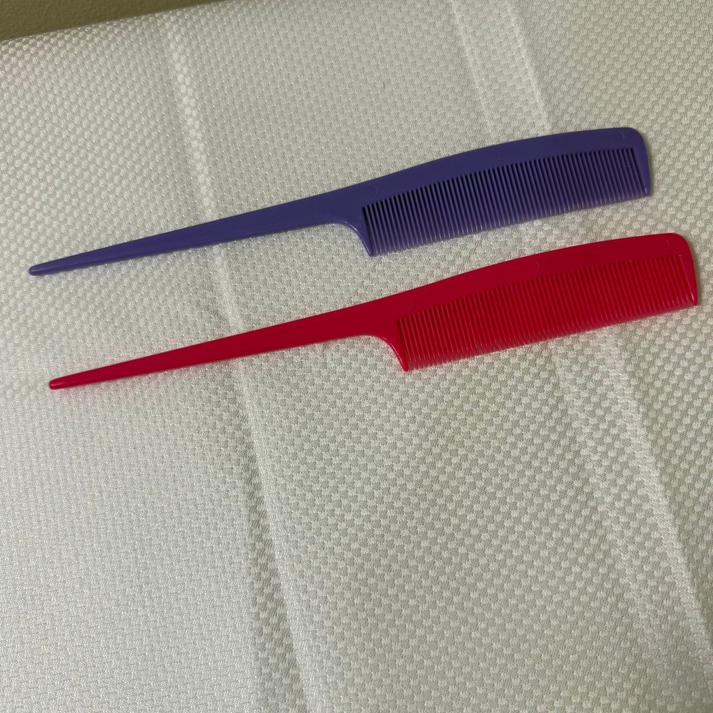 Vintage Goody USA Rat Tail Comb Lot 2 Pink Purple Made in USA 1980s
